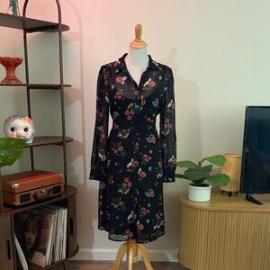 Floral Black Sheer Dress